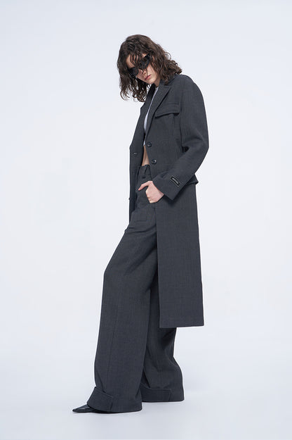 ANNAKIKI waistless fold deconstruct wide-leg pants for women-HITOME