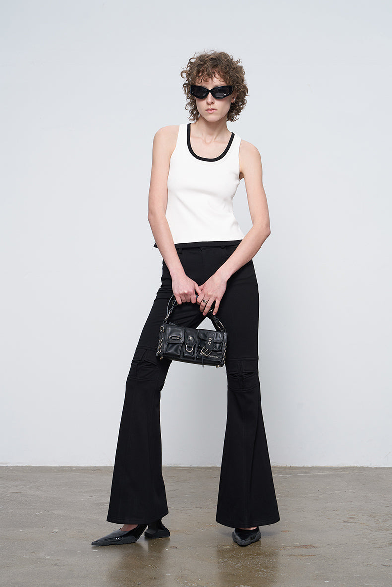 ANNAKIKI niche designer four-pointed star functional mid-rise flared pants-XIAOBEI