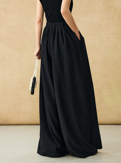 HECO Acetate High Waist Wide-leg Pants - TREY.