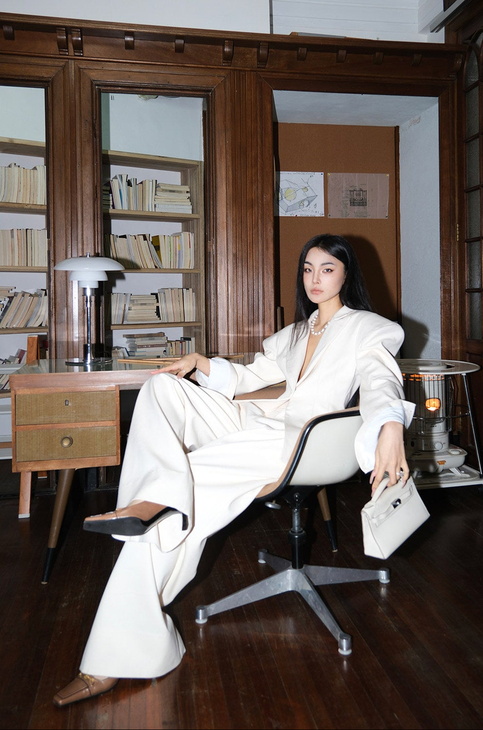 MEI SANGUAN Strong-Shoulder Blazer & Wide-Leg Pants Suit - BRIGHTON
