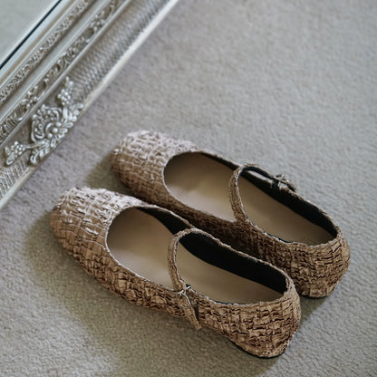 B-FEI fashion mocha pleated flat shoes-INDIANI.