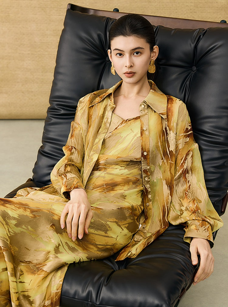 HECO Chinese National Style Burning Flower Slightly Transparent shirt- STROK.