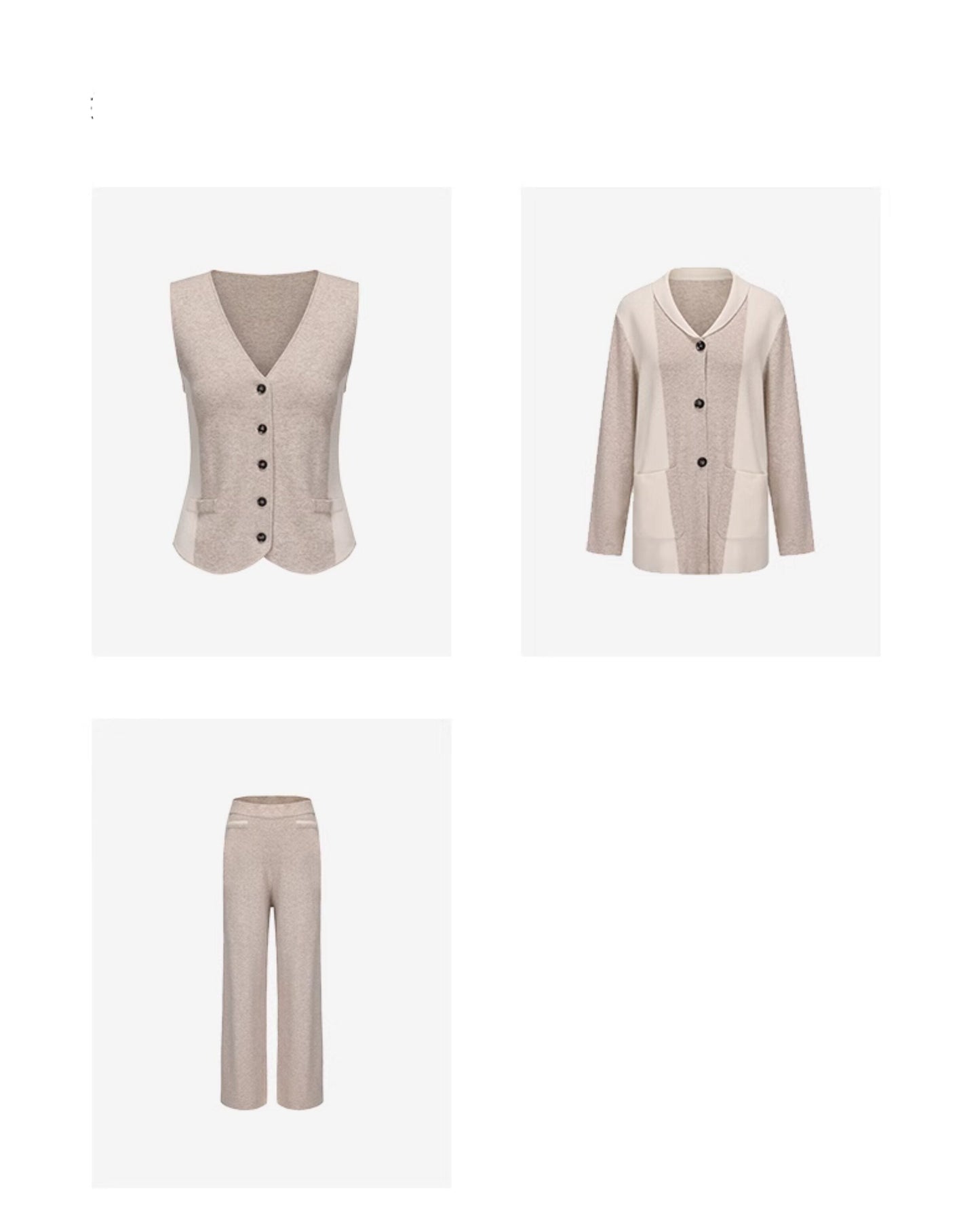 ATELIER MISS LU Fall/Winter Contrast Cashmere and Wool Blend Vest - CHERRY