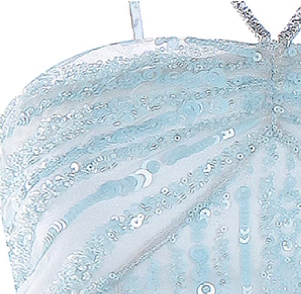 Wardrobes by Chen Luxury Blue Sleeveless Rhinestone Embroidery Slit Dress - Dami