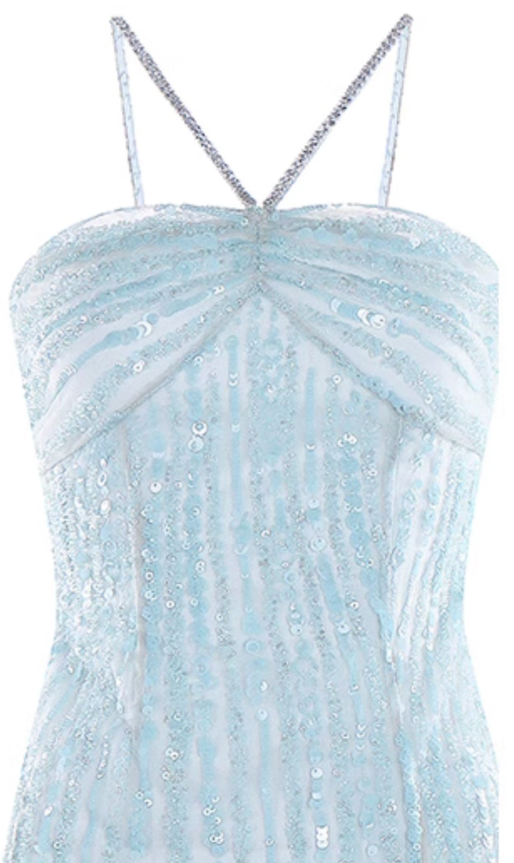 Wardrobes by Chen Luxury Blue Sleeveless Rhinestone Embroidery Slit Dress - Dami