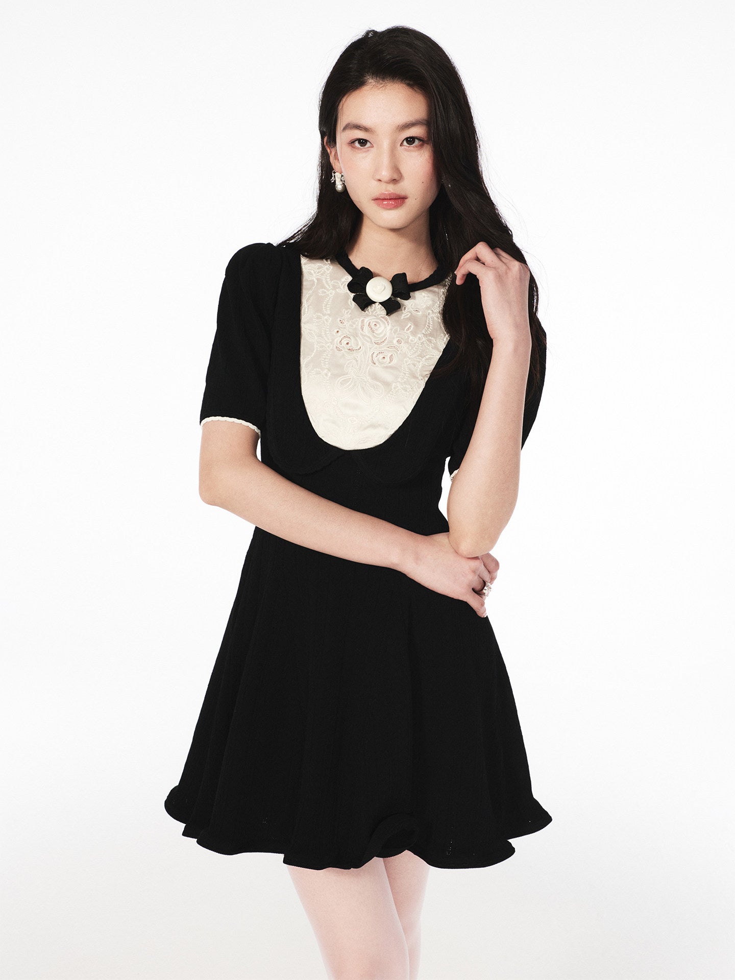 FAME Black ruffled knit dress - ELLA