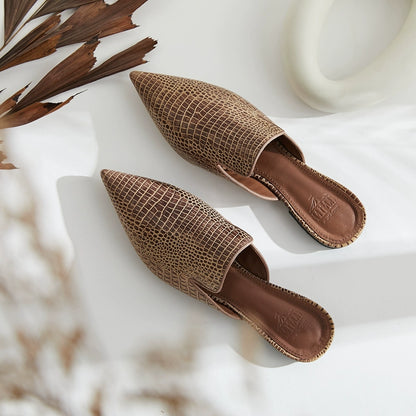 B-FEI Simple lizard pattern mules pointed leather shoes-PLIM.