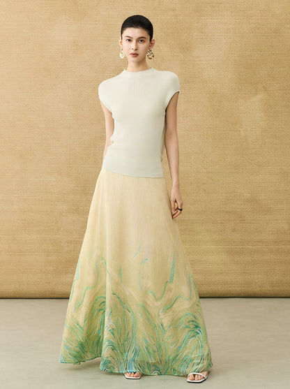 HECO Chinese comfortable neck sleeveless knitted T-shirt - QUEEN.