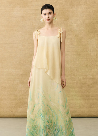 HECO Chinese Layered  Summer Smudge Temperament Long dress- ZING.