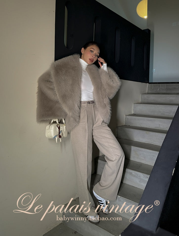 Le Palais Vintage  fur coat woolen trousers-DIOR