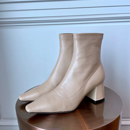 B-FEI Vintage square toe thick heel boots-PARTE.