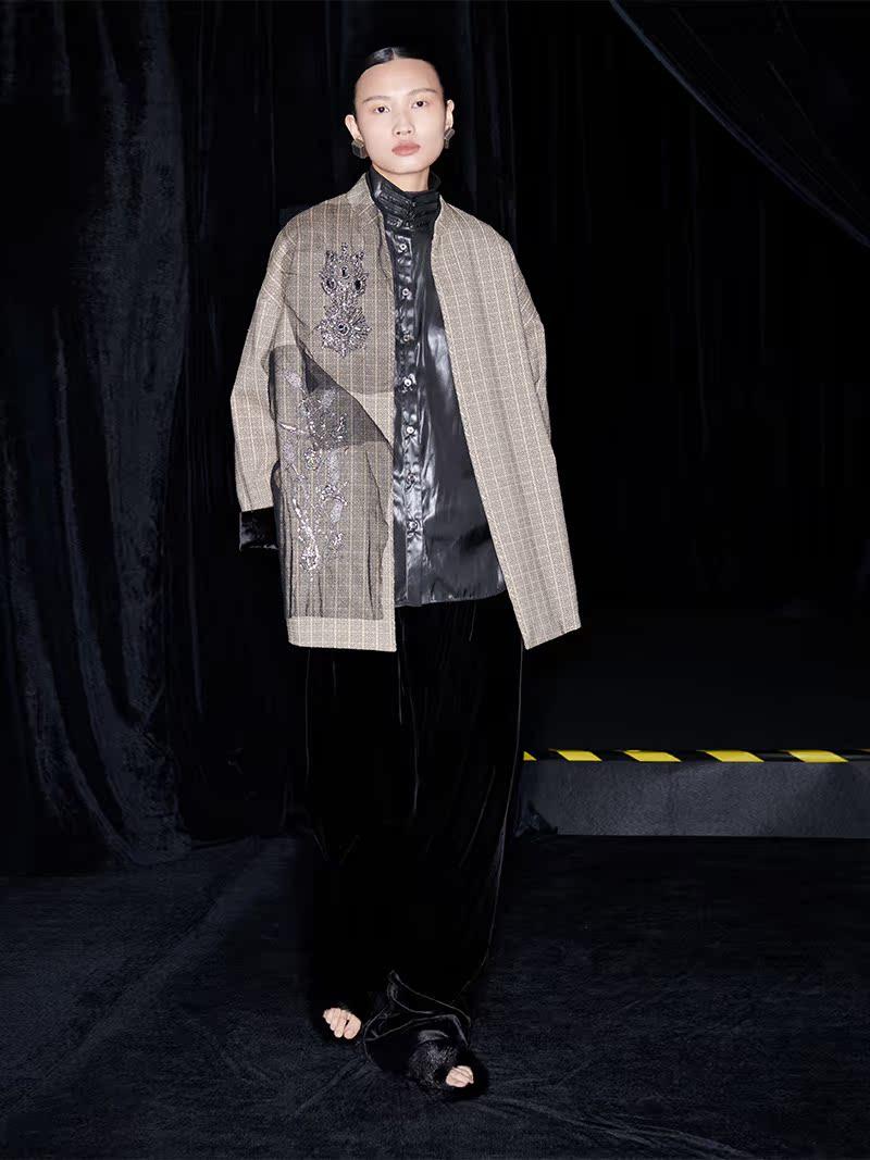 M essential Mackay designer brand embroidered new Chinese cardigan top - grunt.