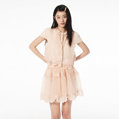 FAME hem drapery organza lace temperament short skirt- GWEN