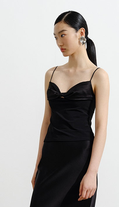 COMME MOI  Summer Women's Black Knitted Kink Camisole - ALICE.