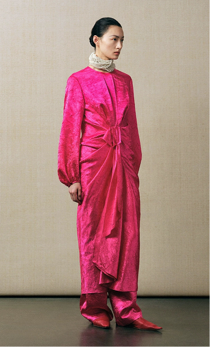 ZHUCHONGYUN flower bud waist silhouette long sleeve dress-HANGE.