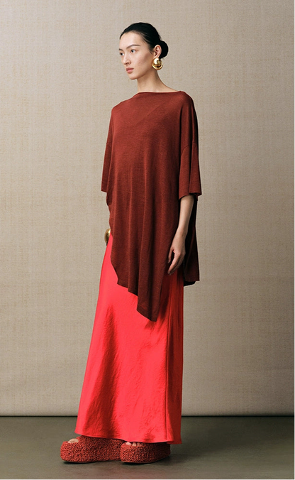 ZHUCHONGYUN one-line collar loose irregular thin top-USHER.