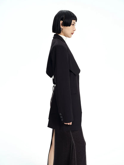 TINY IN cinched waist cut-out two-piece women's black suit vest -SEER