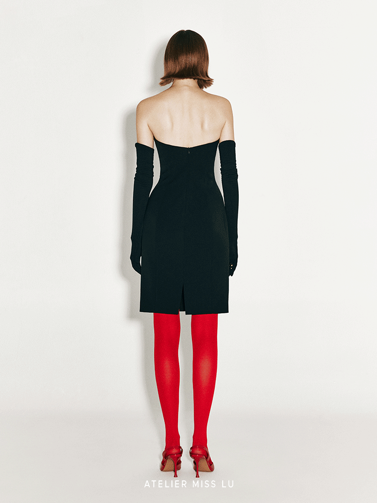 ATELIER MISS LU Abstract Flower Design Slim Fitting Dress - SHANNON.