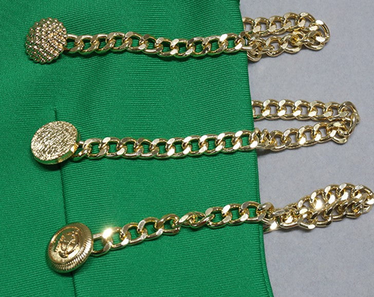 DOLLY Elegant Crew Neck Sleeveless Slim Fit Chain Short Formal Dinner Dress-JOANA