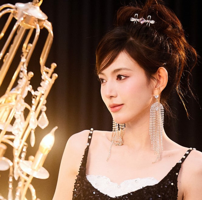 DOLLY Luxury Large Diamond Stylish Tassel Earring-JENNIE