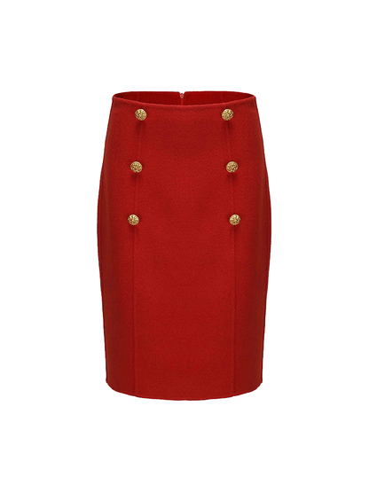 ATELIER MISS LU Vintage Cut-out Double-breasted Tweed Skirt - PERCEP.