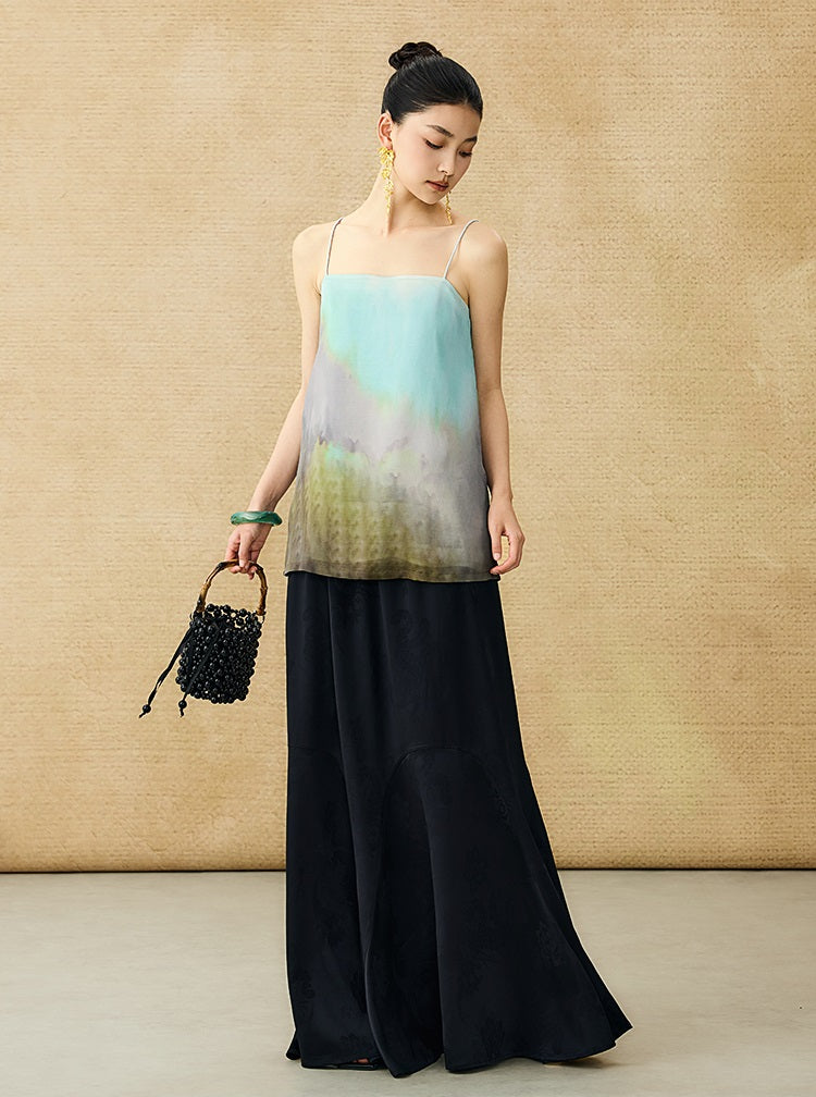 HECO Chinese Style Acetate Jacquard Elasticated High-waisted Fishtail Skirt - BETH.