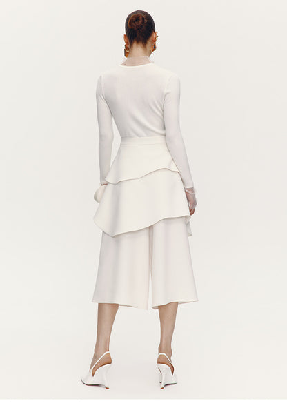 ATELIER MISS LU pearl embellished gauze patchwork knitted top - STRAD