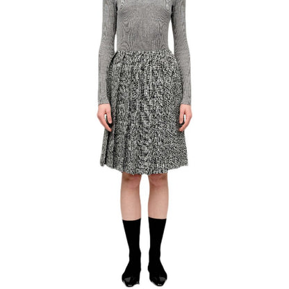 SERRER Black and white textured design pleated skirt - LIAM.