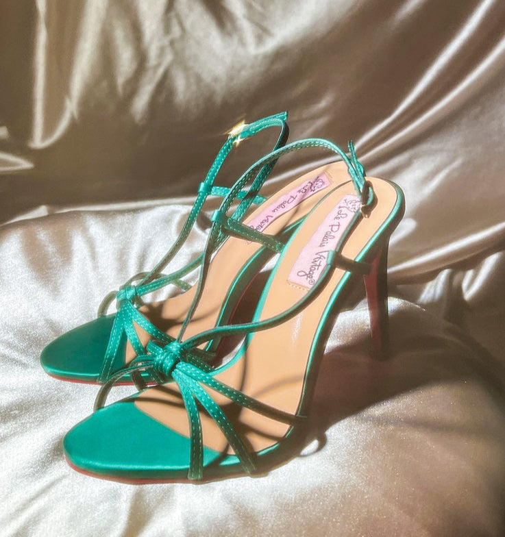Le Palais Vintage Original Fine Strap Simple Silk Satin High Heels-Blessing.