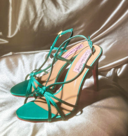 Le Palais Vintage Original Fine Strap Simple Silk Satin High Heels-Blessing.