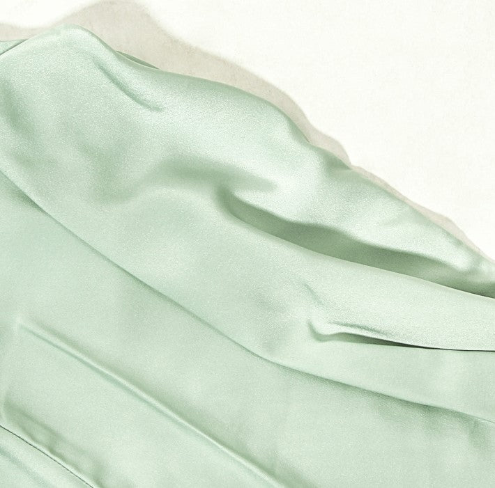 DOLLY Luxury Mint Green Sleeveless Off Shoulder Chest Wrap Long Slit Dinner Dress-CAT