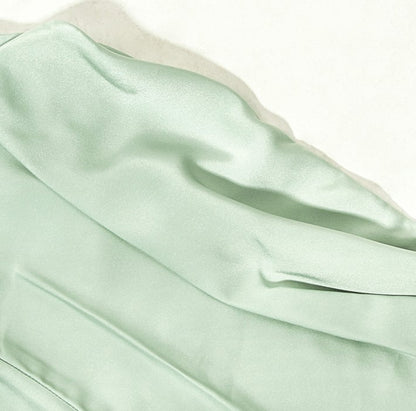 DOLLY Luxury Mint Green Sleeveless Off Shoulder Chest Wrap Long Slit Dinner Dress-CAT