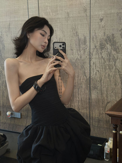 MEI SANGUAN three-color French retro slim bandeau dress - NADIA