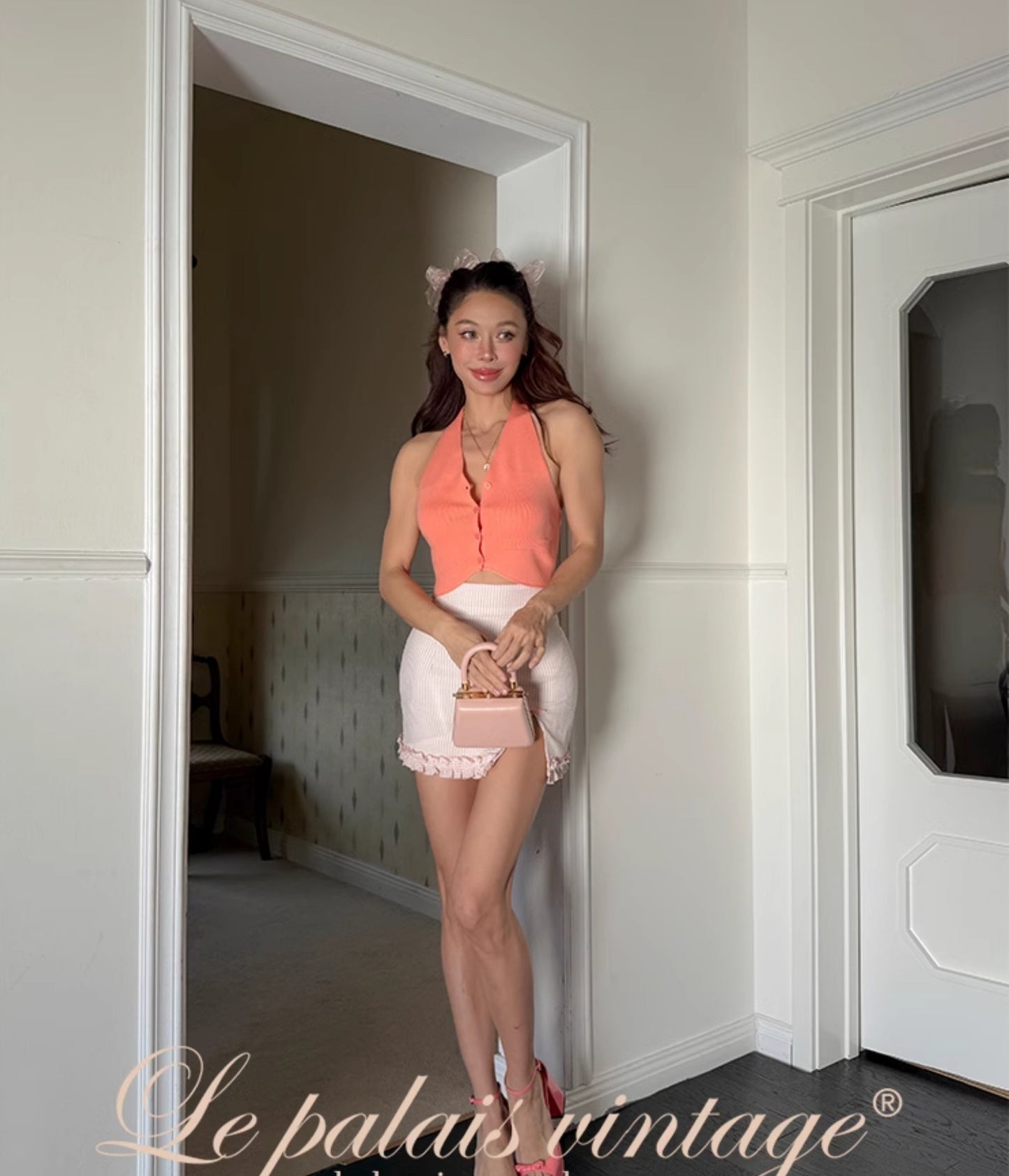 Le Palais Vintage Summer knitted vests halterneck suspenders- ROBBIE.