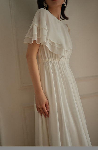 GOUDIN bridal white long evening dress-PIPER.