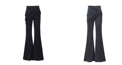 WANGXO Smooth Modal Cupro Beads Low-Waisted Slim Flared Layered Pants - SELMA