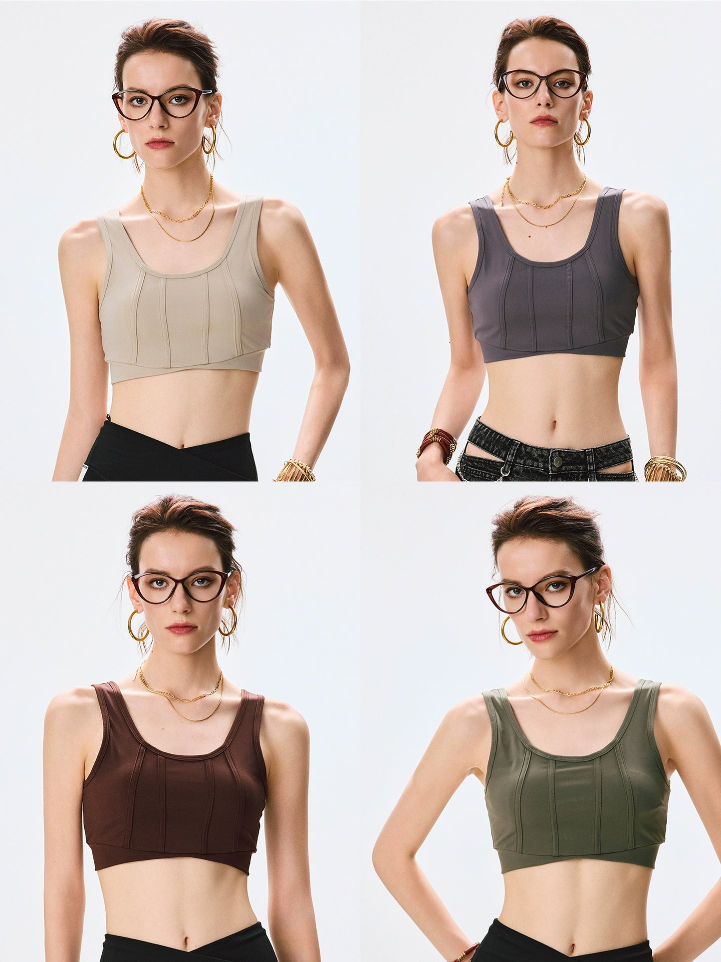 ANNASPEAK  Chest pad nude sports vest -AINA.