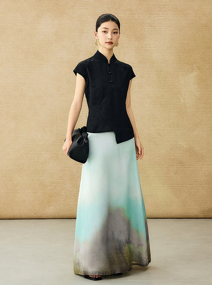 HECO Chinese Blended Temperament Silk Drape Hip Skirt - SOULS .