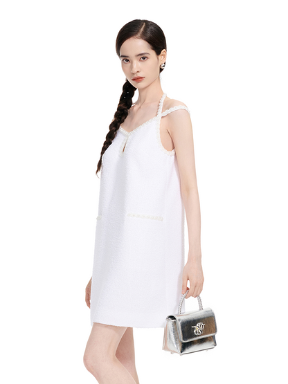 YES BY YESIR | Ye Qians Strap Mini Dress with Small Fragrance Style & Lustrous Embellishment-VALENCIA.