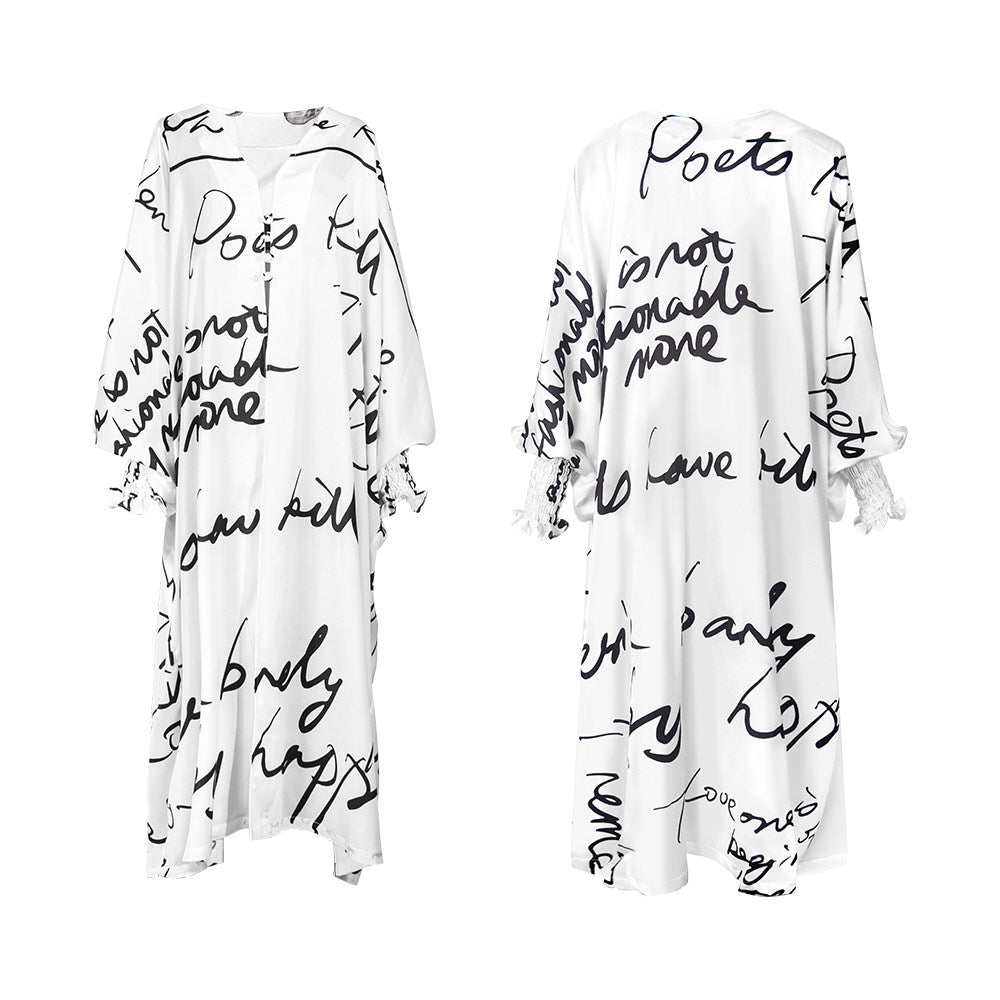 TUYUE moon print lantern cuff buckle holiday long coat- FATIMA.