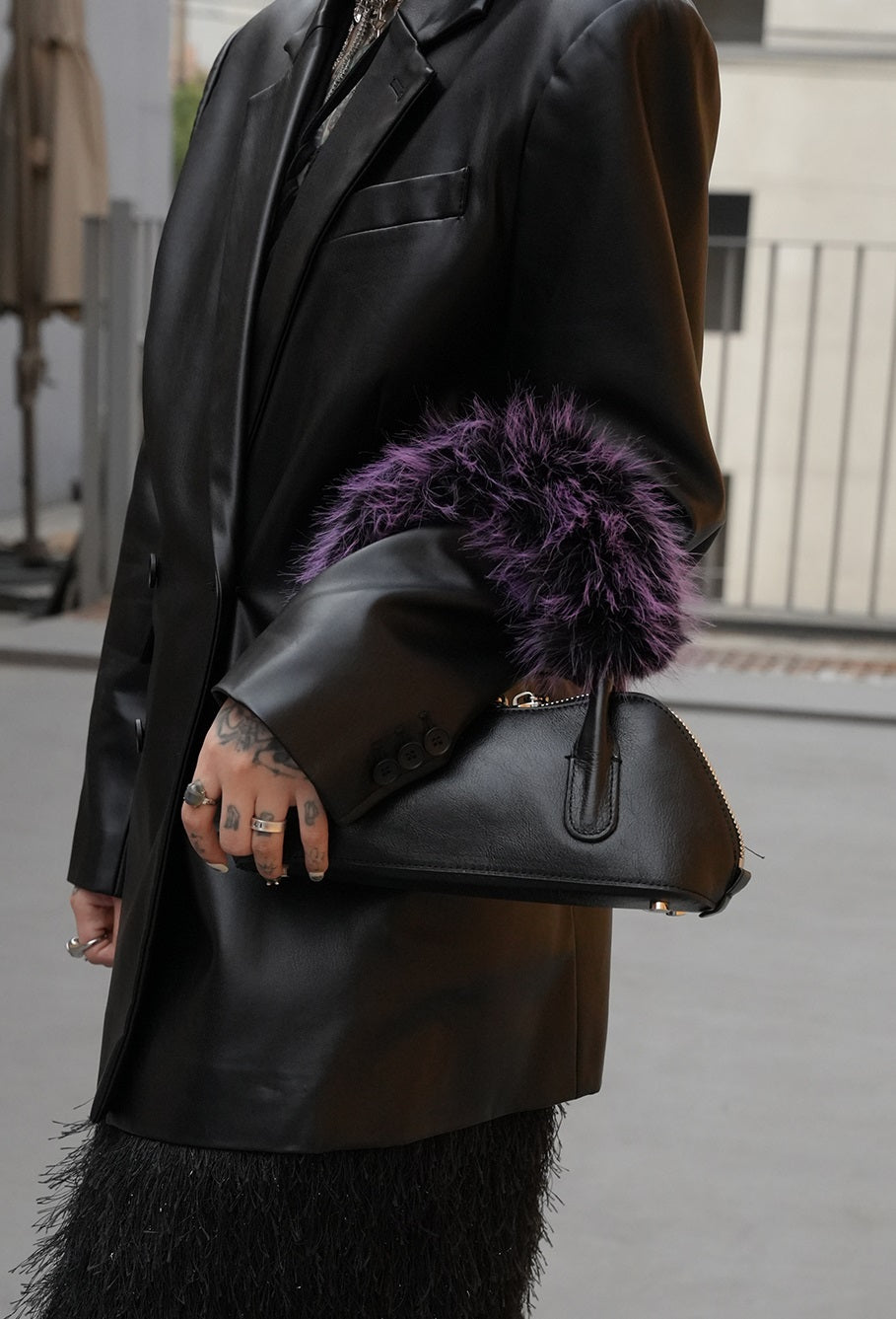 IUBALLET Fur Leather Tote Handbag - SIGNED.