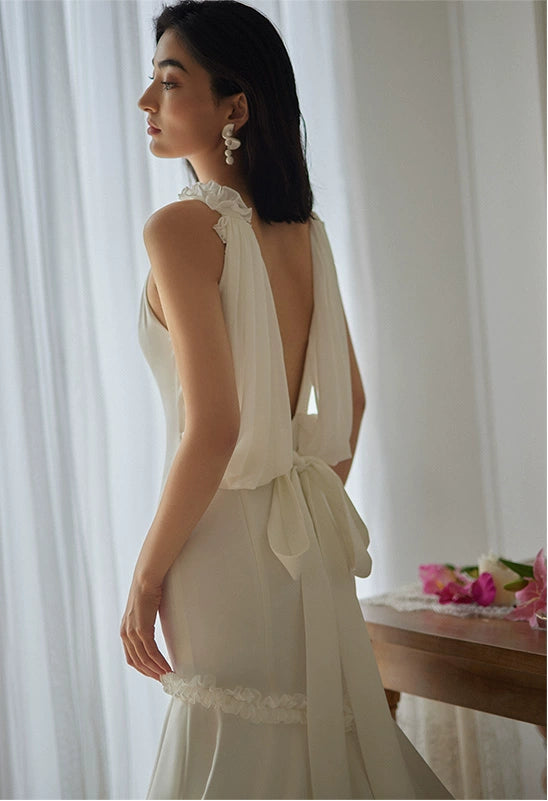 GOUDIN wedding fishtail light luxury evening dress-PIPER.