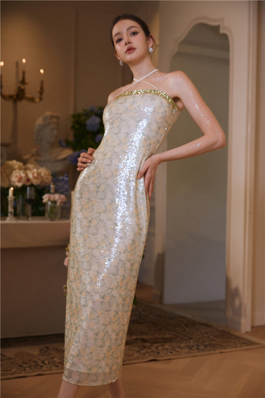 Wardrobes by Chen Luxury Sleeveless Dinner Sling Dress-Bennie