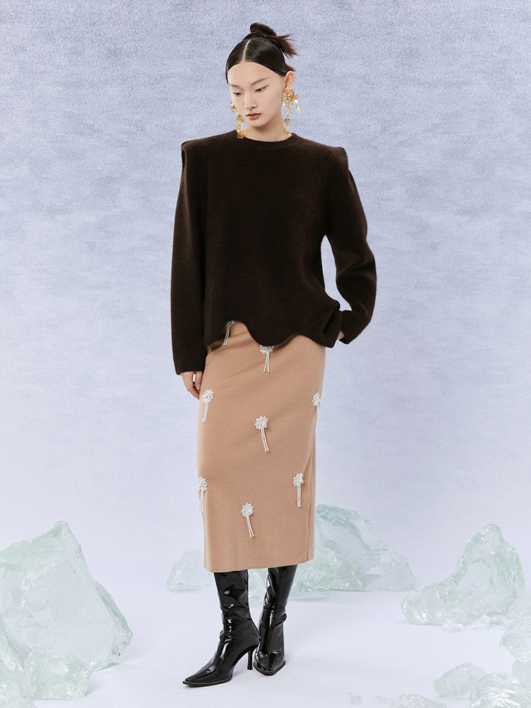 HECO Winter Warm Raccoon Fleece Wool Knitwear Sweater Women - side.