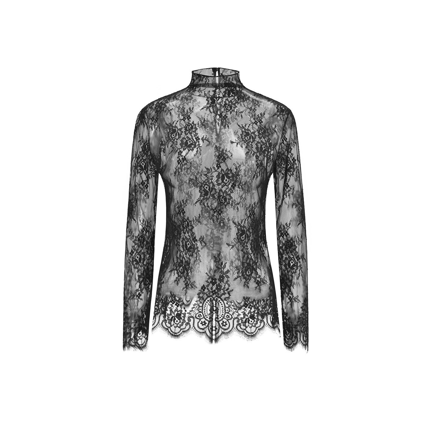 M ESSENTIAL Mackay designer lace long-sleeved top - LIVING