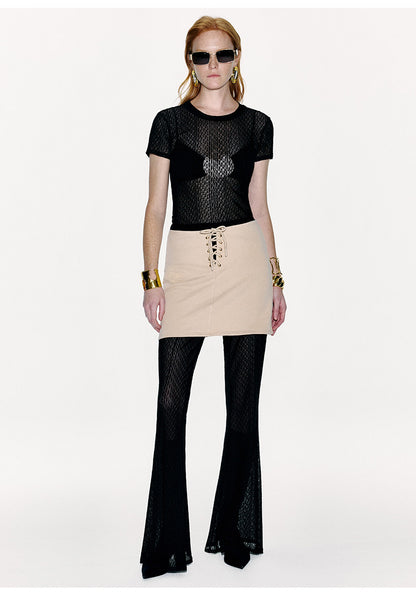 ATELIER MISS LU Cross Strappy Design Straight Skirt -TALENT.