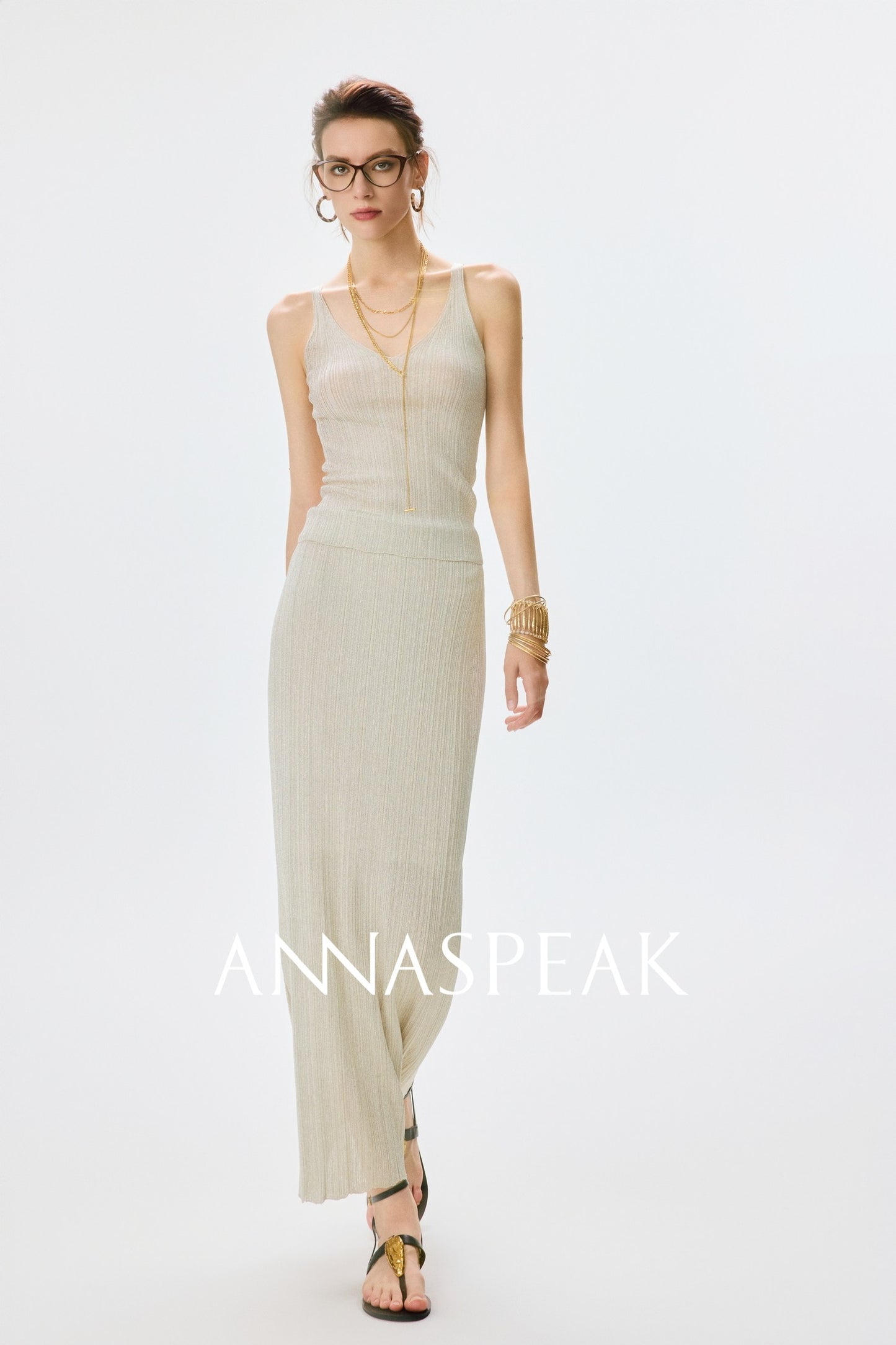 ANNASPEAK dry soft and cool VISCOSE pit strip suspender straight skirt set-CHOTA.