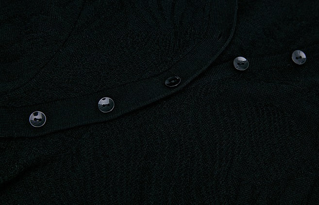 ZHUCHONGYUN Chinese winter bias placket black knit dress--ICHIMURA.