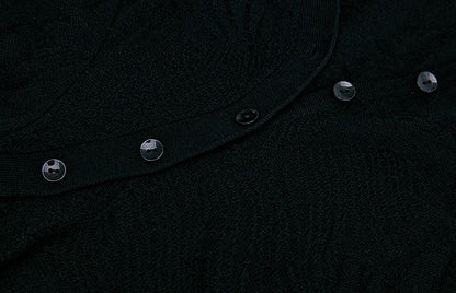 ZHUCHONGYUN Chinese winter bias placket black knit dress--ICHIMURA.