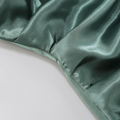 DOLLY Luxury Deep Green Big Bow Off Shoulder Tube Top Pleated Hip Date Dress-NUEL